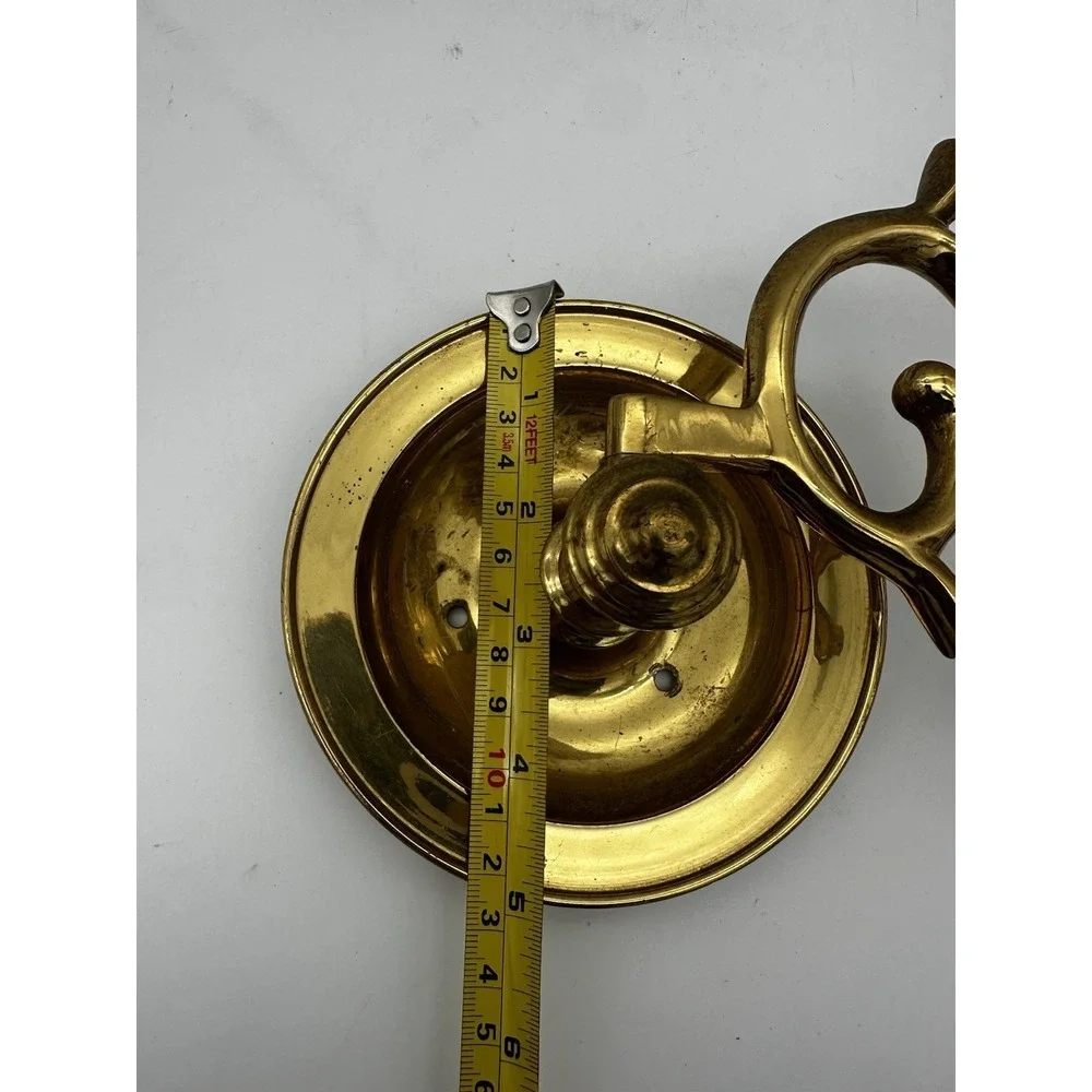 VGT Lacouered Brass Wall Mount Rare Swing Swivel Candlestick Holders 9